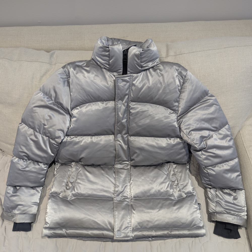 Aritzia Silver Puffer Jacket
